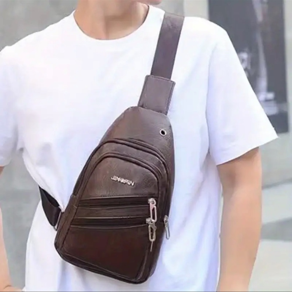 Boss Bags Hyper Faux-Leather Sling Bag Backpack Brown Mens Travel Work School